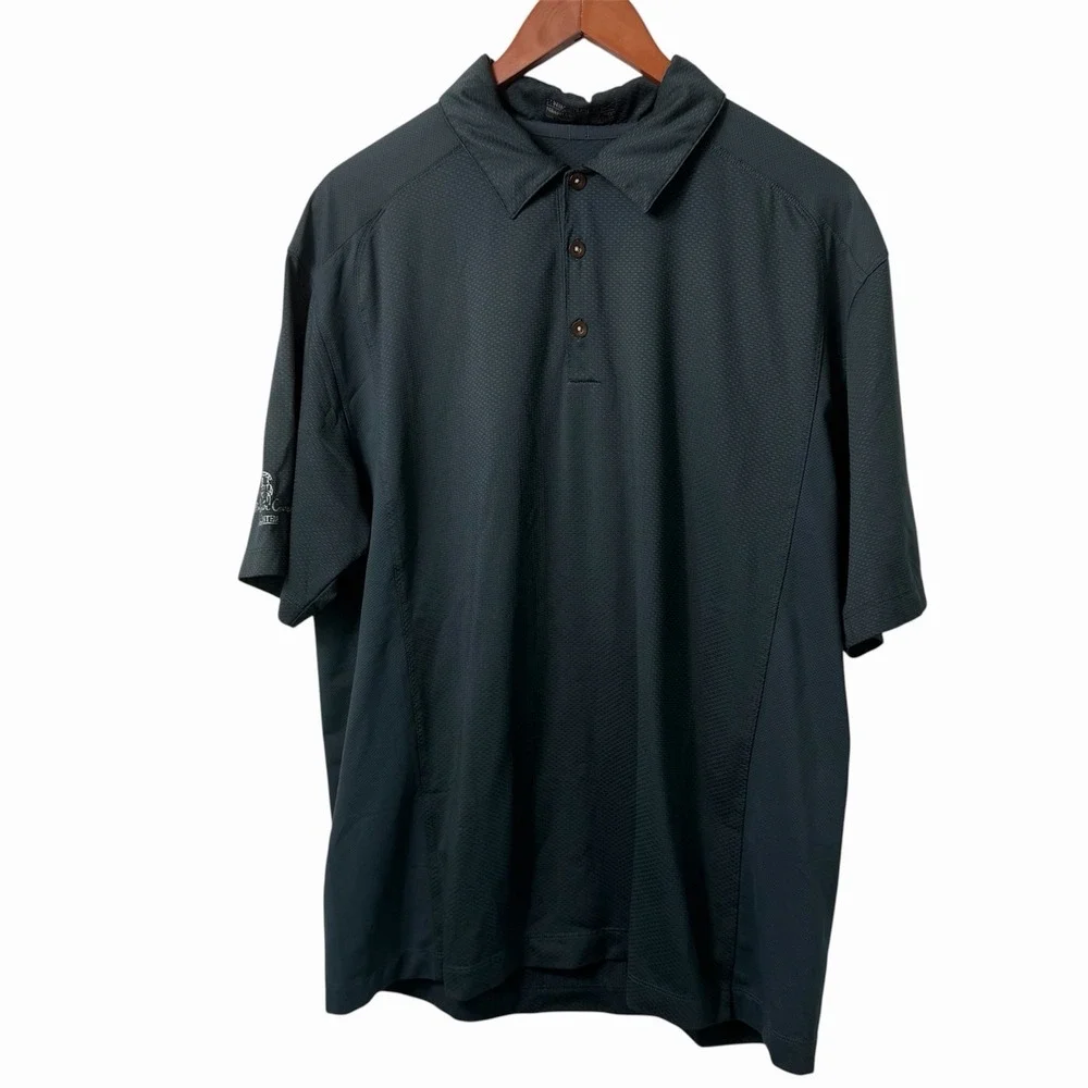 Nike Golf Polo Shirt Mens Large Gray Dri Fit Palmer Course La Cantera Logo
